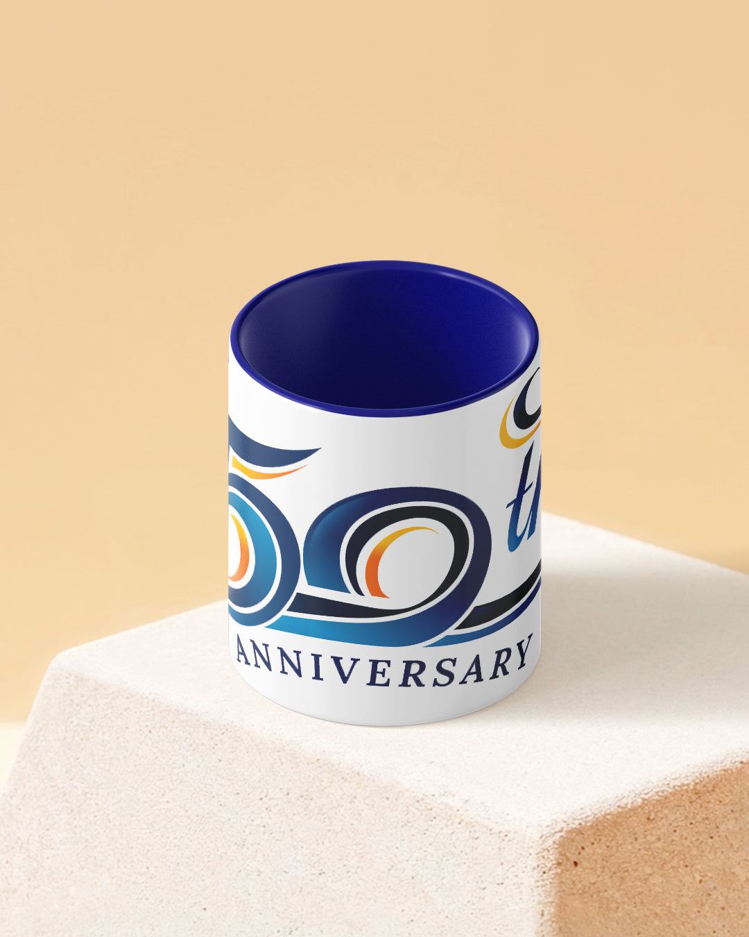 50th Anniversary Duotone Blue White Printed Coffee Mug - Special Offer