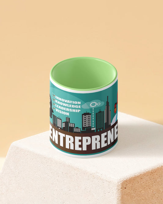 Entrepreneur Mindset Duotone Green White Printed Coffee Mug