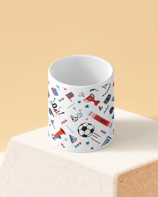 Let's Football Geometric Full White Printed Coffee Mug