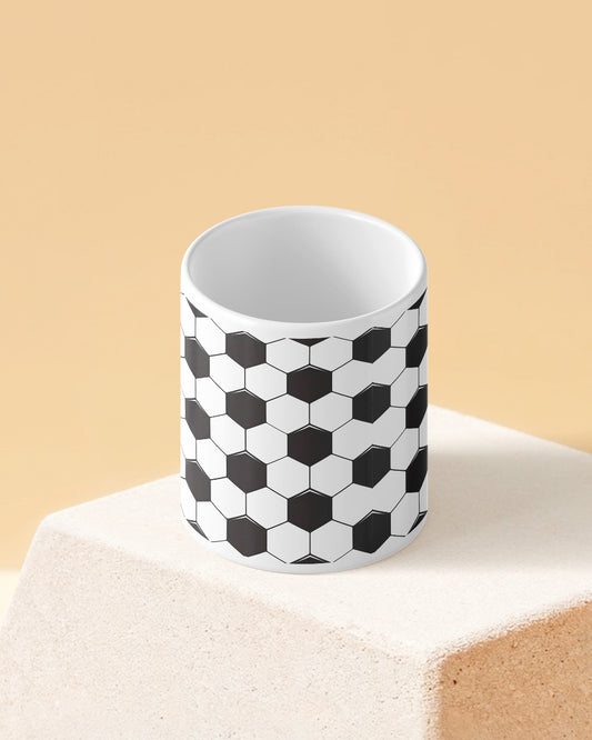 Football Hexagon Seamless Pattern Full White Printed Coffee Mug