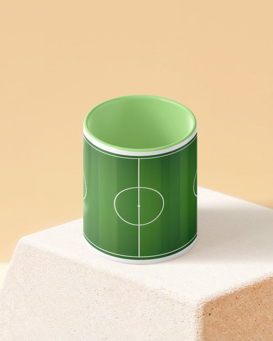 Football Field Duotone Green White Printed Coffee Mug