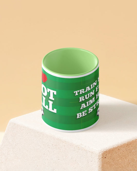 I Love Football Duotone Green White Printed Coffee Mug