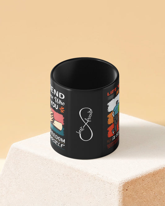 Life not beautiful without Friends Full Black Printed Coffee Mug