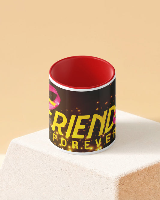 Friends Forever Duotone Red White Printed Coffee Mug