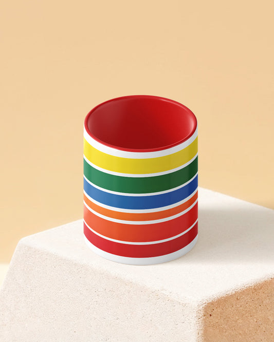 Friend Rainbow Duotone Red White Printed Coffee Mug