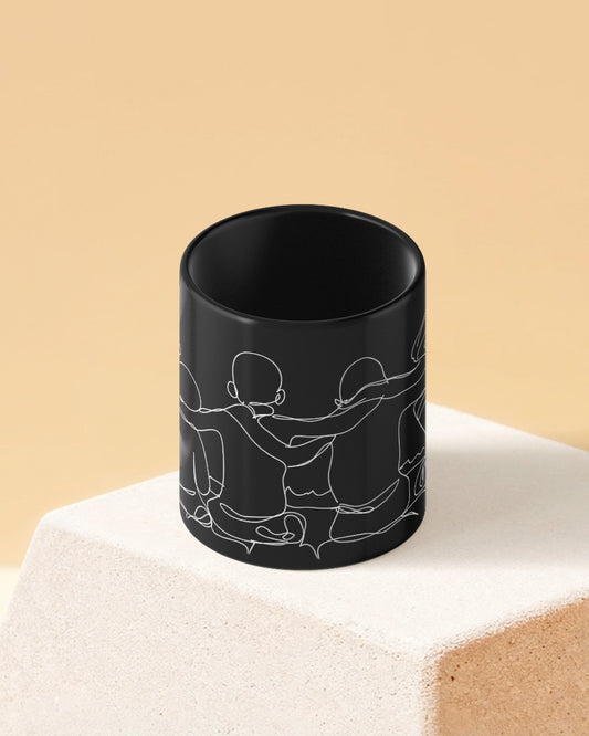 Line Drawing Friends Full Black Printed Coffee Mug