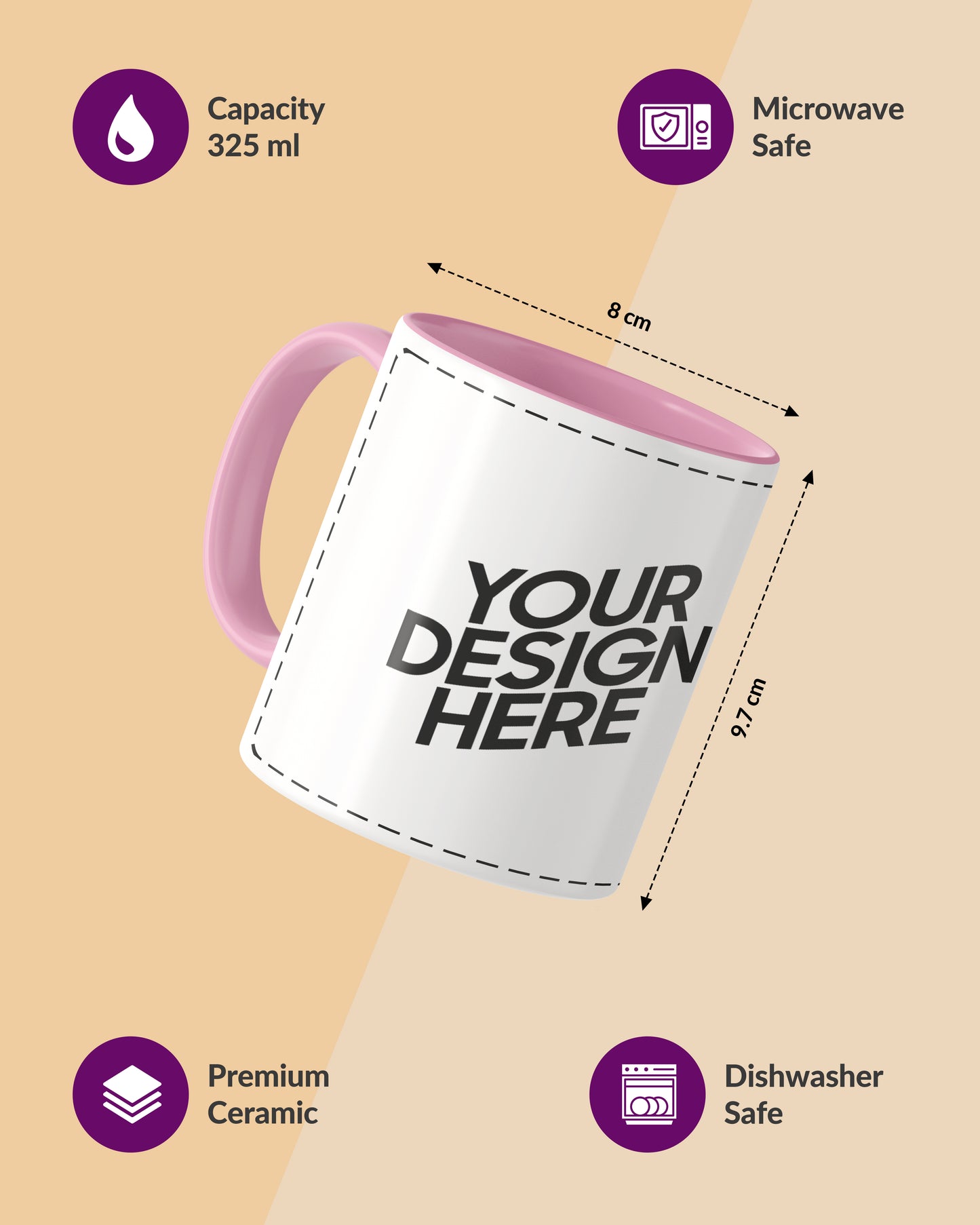 Customized Coffee Mug - Duotone Pink & White