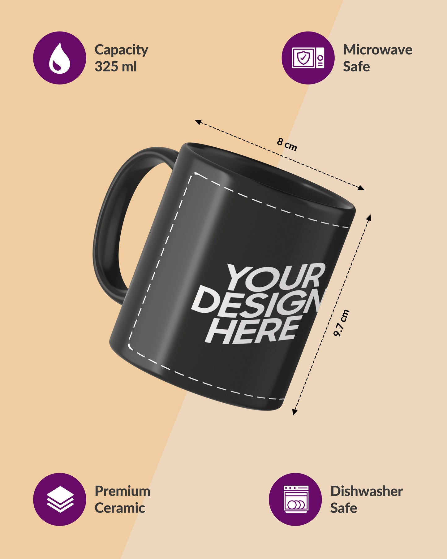 Customized Coffee Mug - Full Black