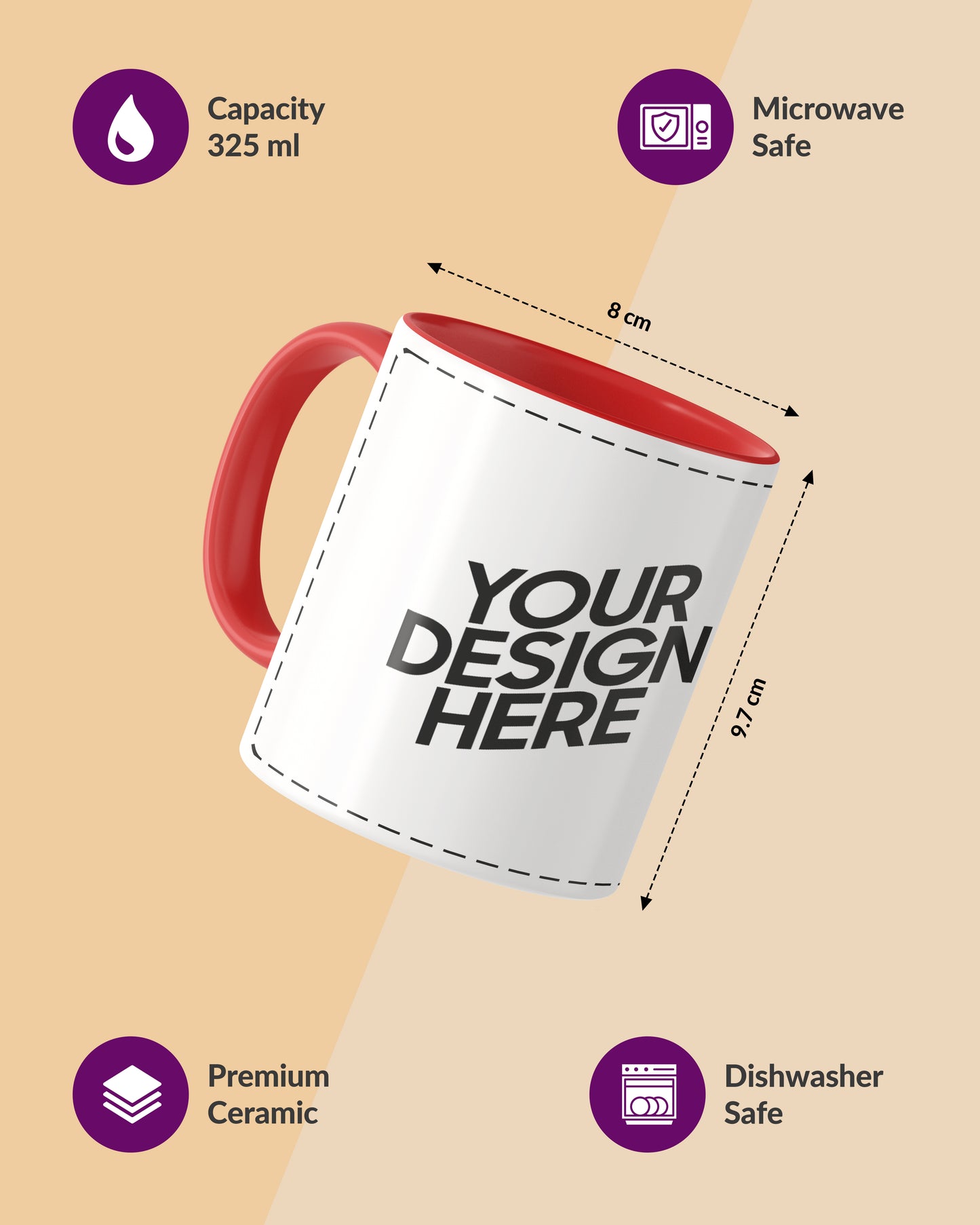 Customized Coffee Mug - Duotone Red & White
