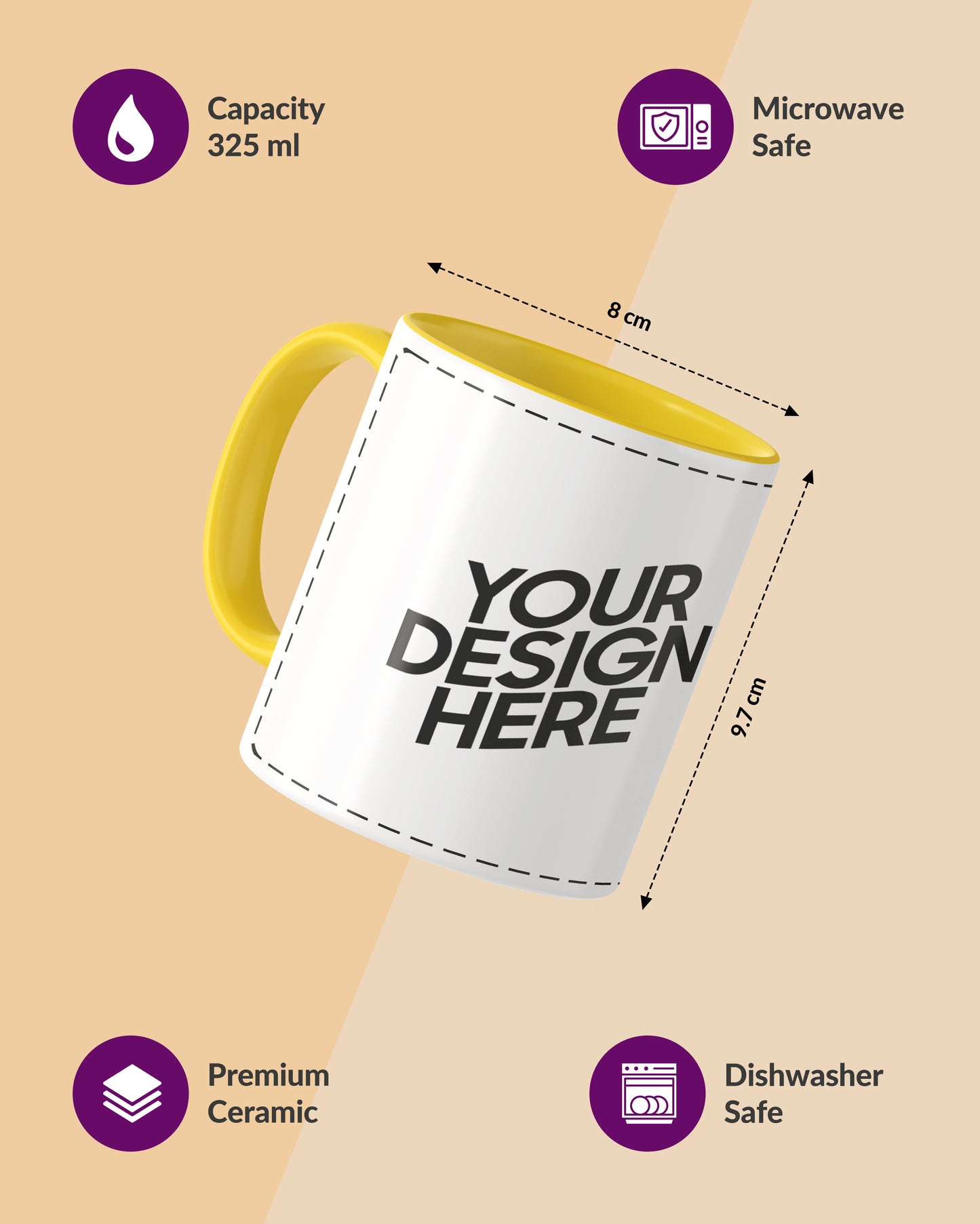 Customized Coffee Mug - Duotone Yellow & White