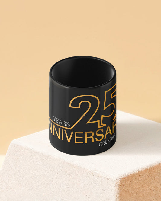 25th Anniversary Full Black Printed Coffee Mug
