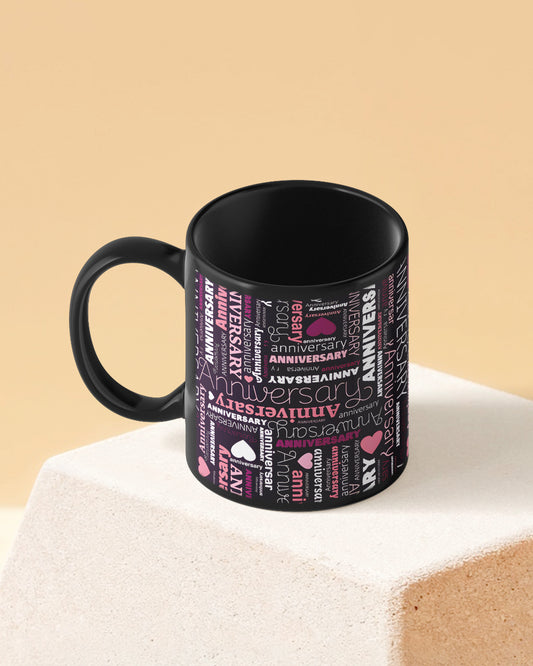 Anniversary Font Cloud Full Black Printed Coffee Mug