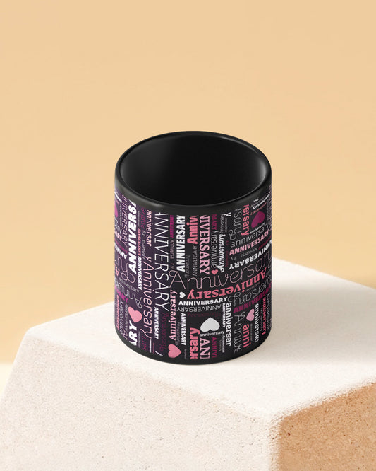 Anniversary Font Cloud Full Black Printed Coffee Mug