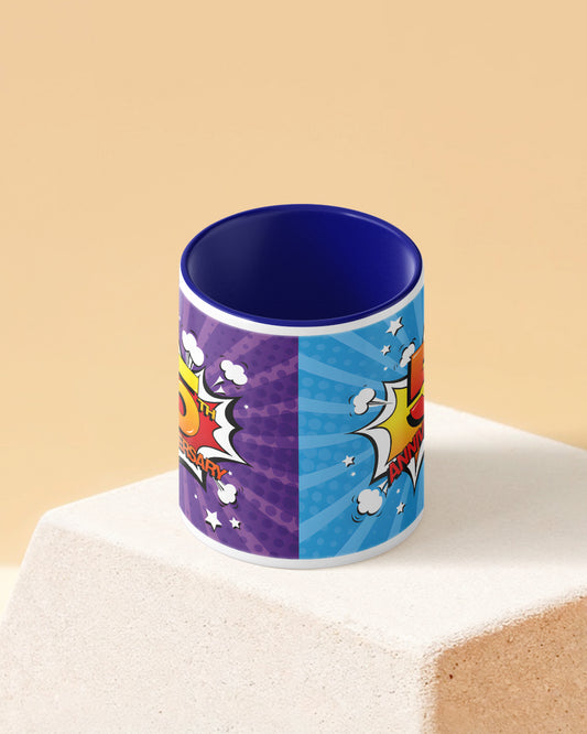 Fifth Anniversary Duotone Blue White Printed Coffee Mug