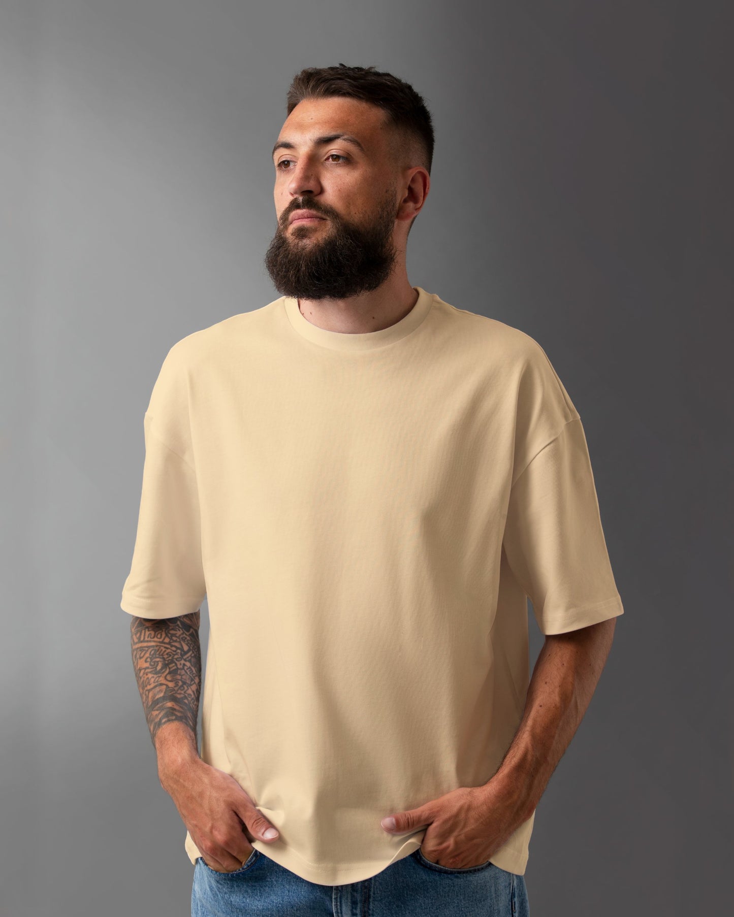 Beige Premium Solid - Oversized Tee | Warm, Minimal & Premium