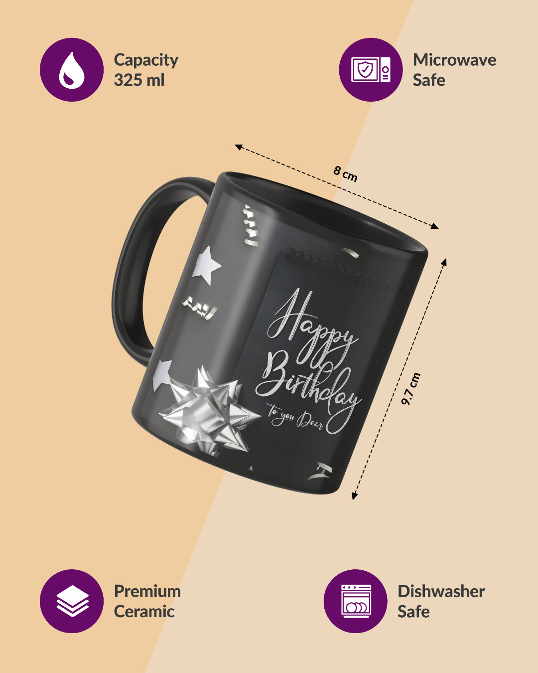 Happy Birthday To You Full Black Printed Coffee Mug