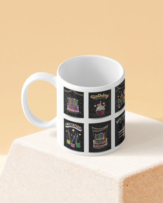 Birthday Blocks Full White Printed Coffee Mug