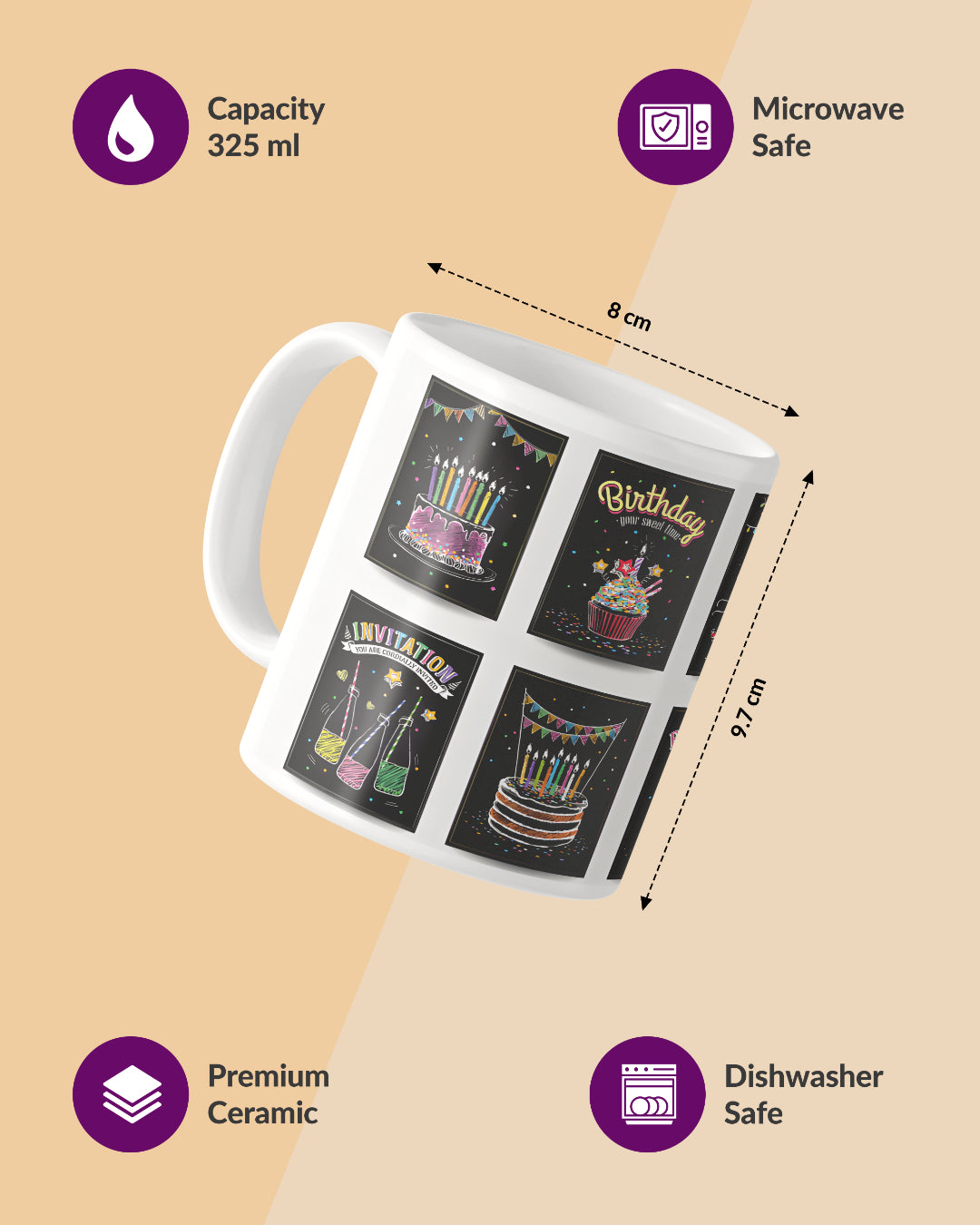 Birthday Blocks Full White Printed Coffee Mug
