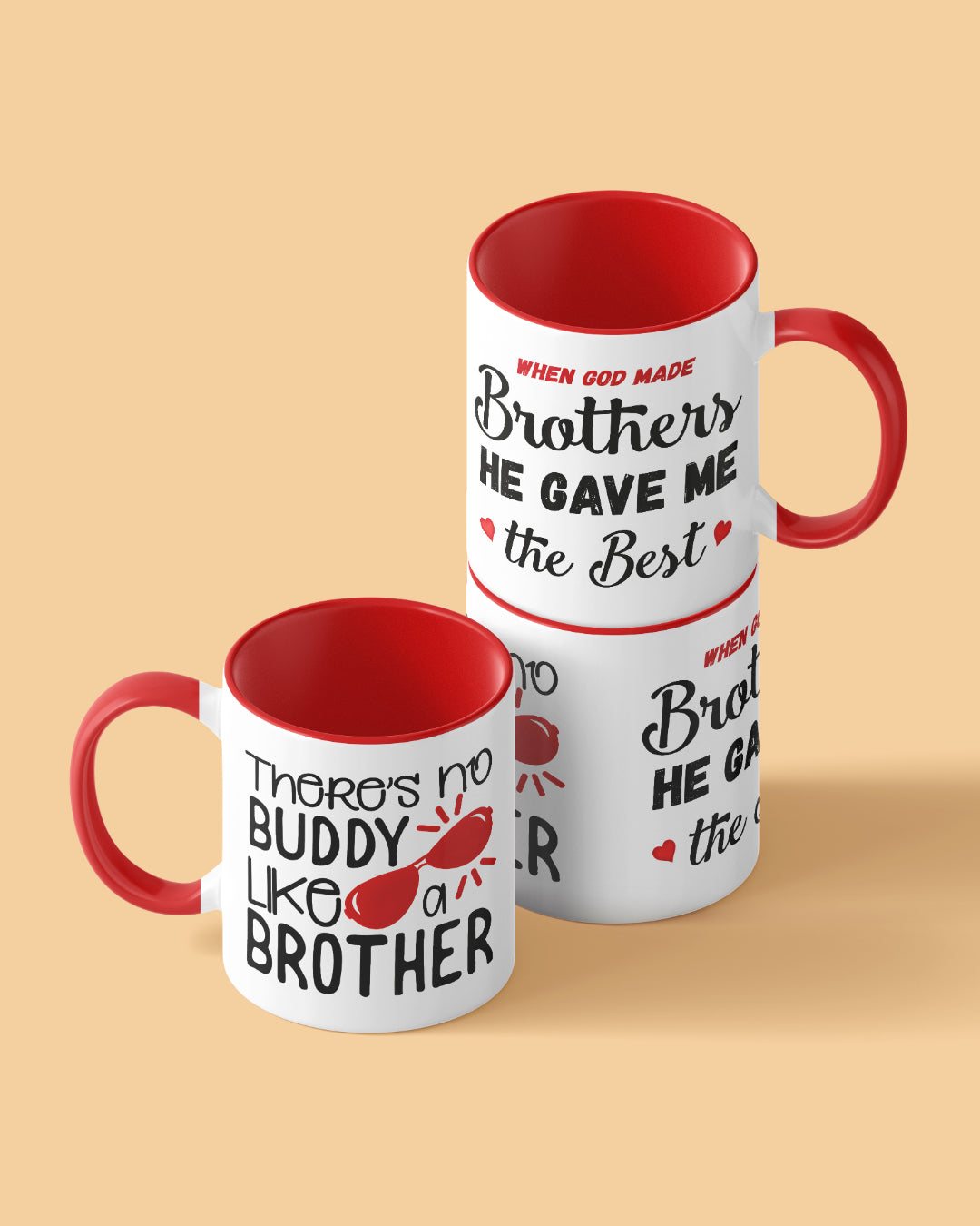 No Buddy Like Brother Duotone Red White Printed Coffee Mug