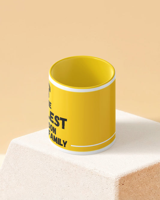 Coolest Person in Family Duotone Yellow White Printed Coffee Mug