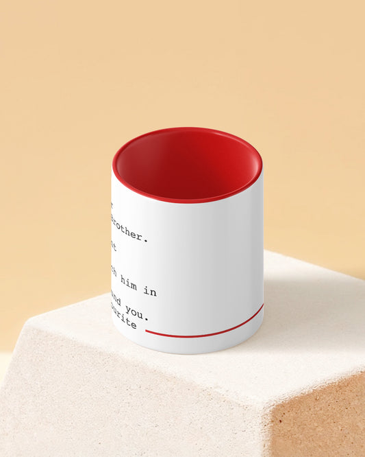 Grateful to Brother Duotone Red White Printed Coffee Mug