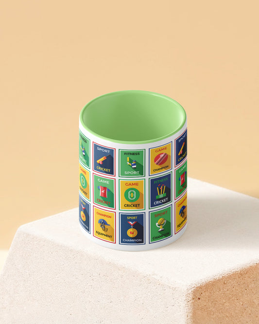Cricket Elements Duotone Green White Printed Coffee Mug