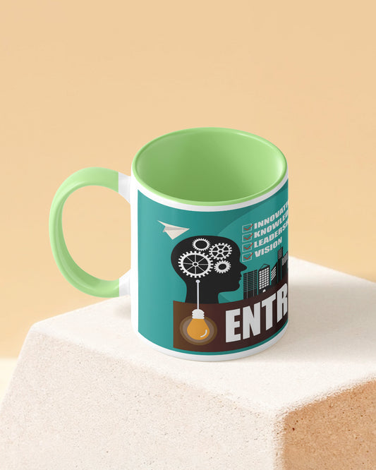 Entrepreneur Mindset Duotone Green White Printed Coffee Mug