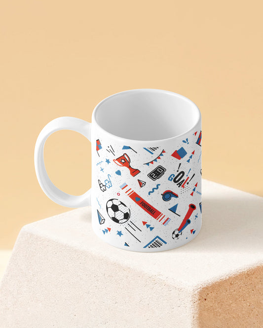 Let's Football Geometric Full White Printed Coffee Mug