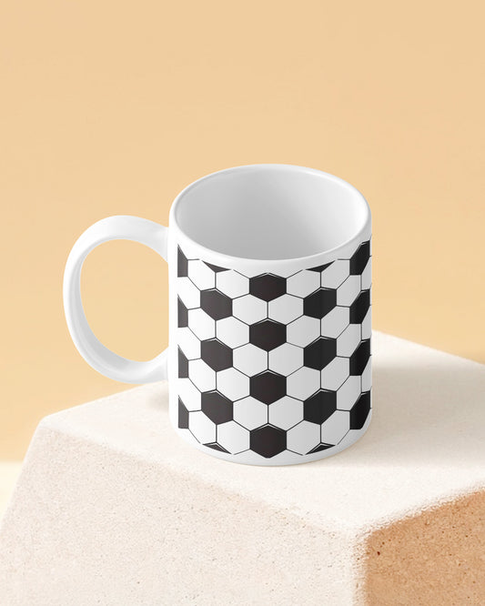Football Hexagon Seamless Pattern Full White Printed Coffee Mug