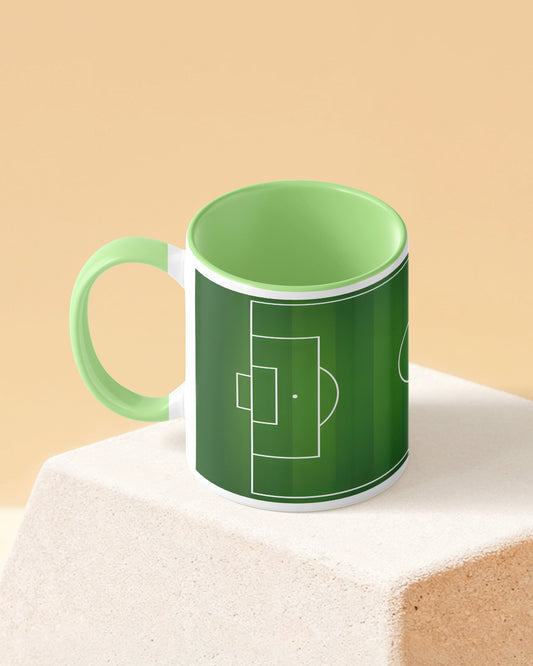 Football Field Duotone Green White Printed Coffee Mug