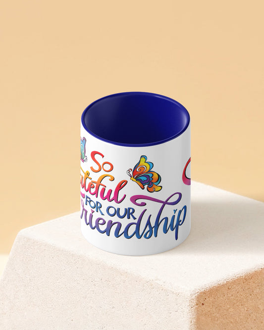 Grateful for our Friendship Duotone Blue White Printed Coffee Mug