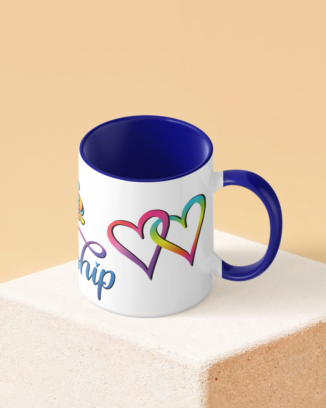 Grateful for our Friendship Duotone Blue White Printed Coffee Mug