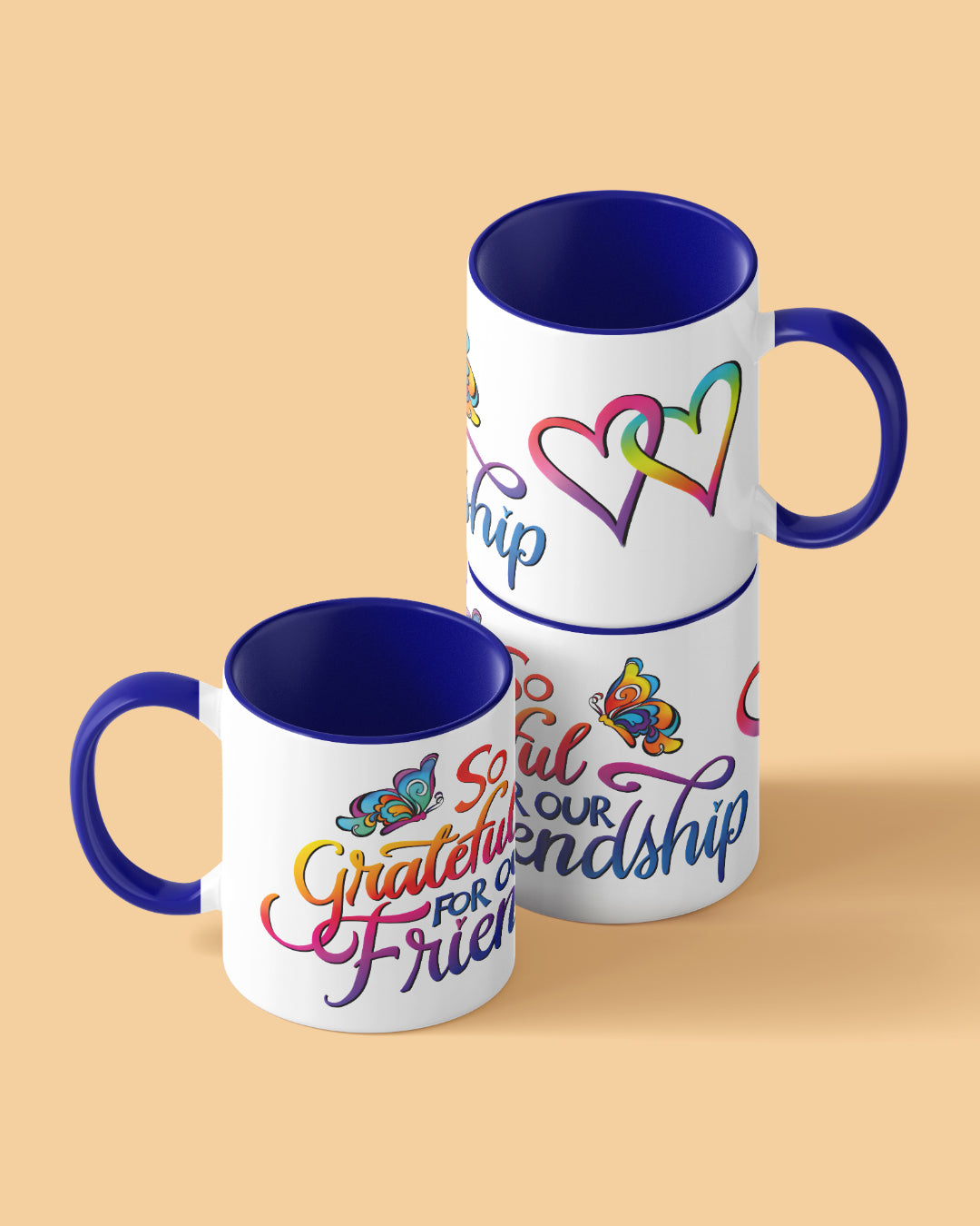 Grateful for our Friendship Duotone Blue White Printed Coffee Mug