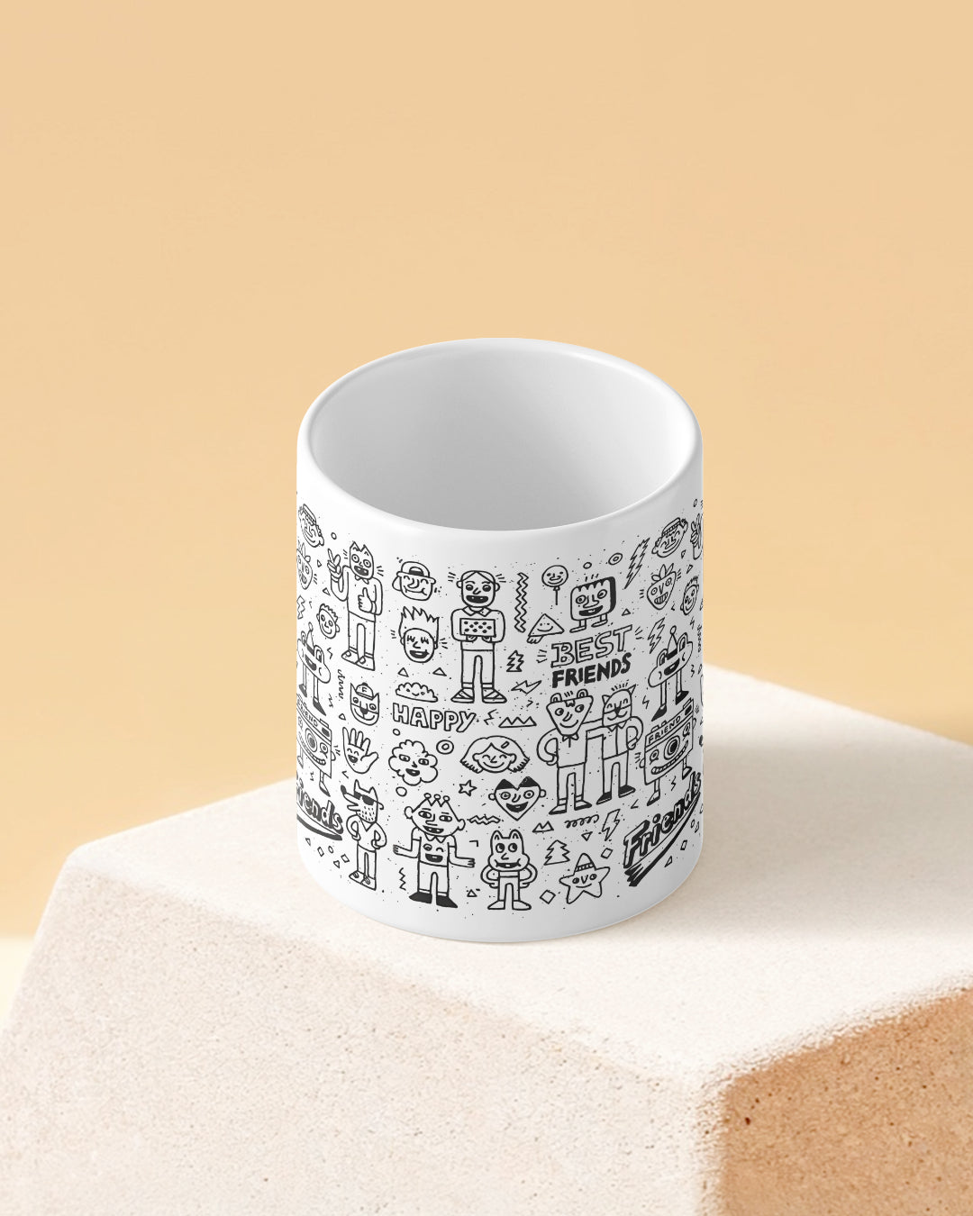 Best Friends Icons Pattern Full White Printed Coffee Mug