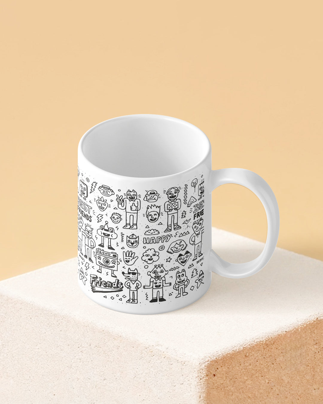 Best Friends Icons Pattern Full White Printed Coffee Mug