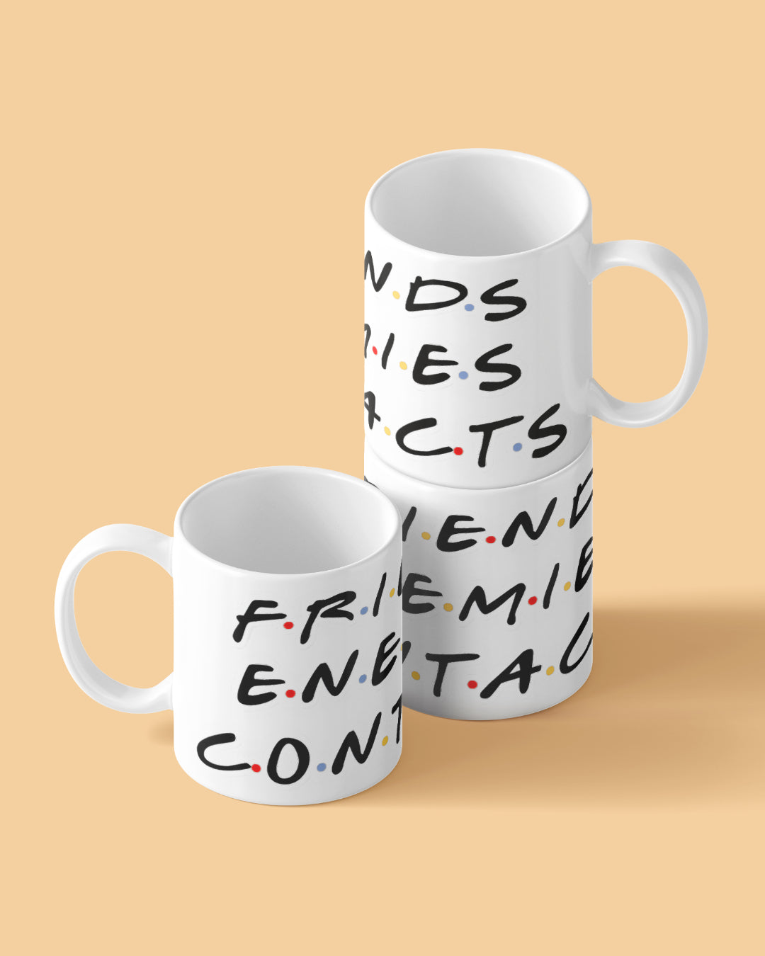 Friends -  Enemies - Contacts Full White Printed Coffee Mug