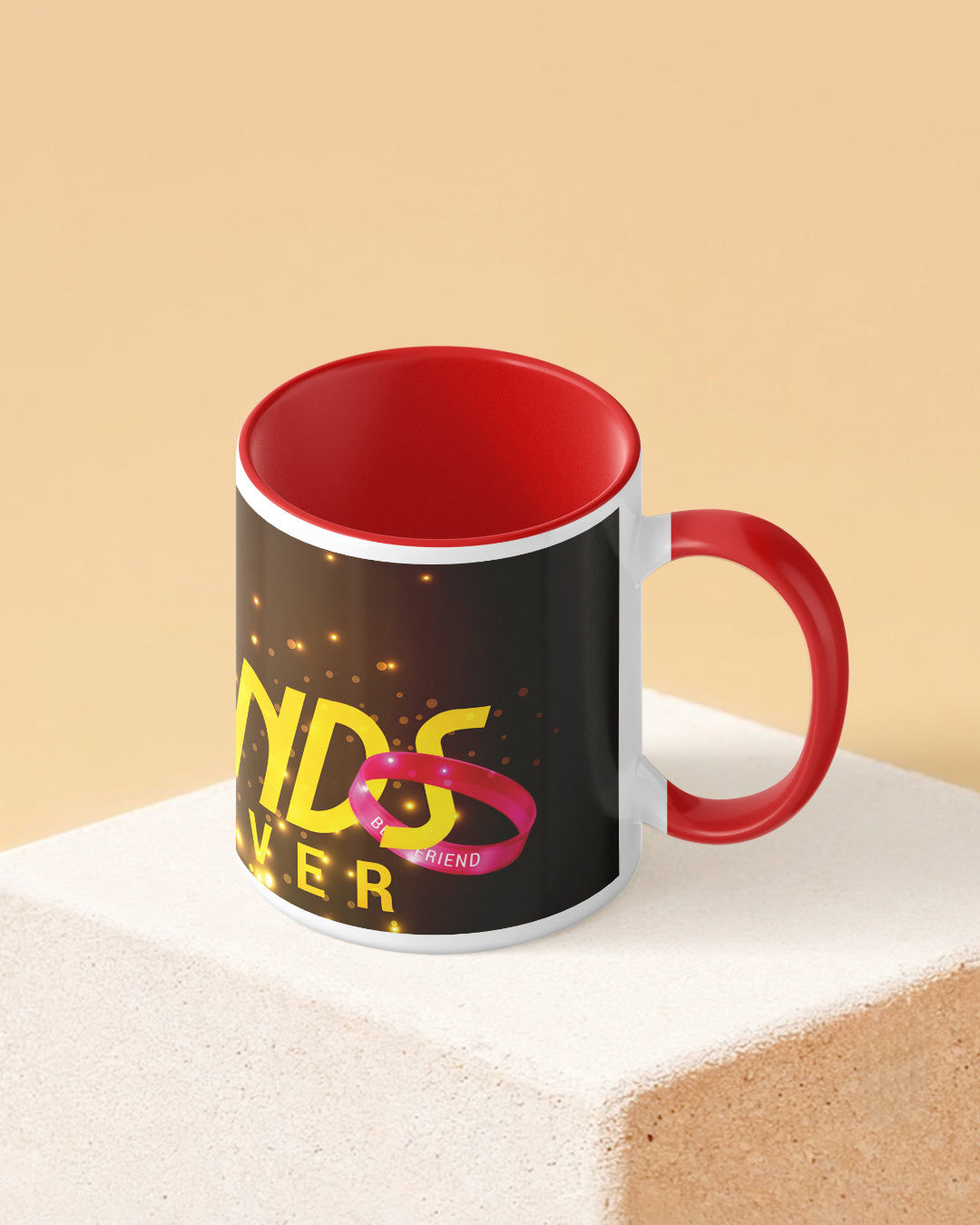 Friends Forever Duotone Red White Printed Coffee Mug