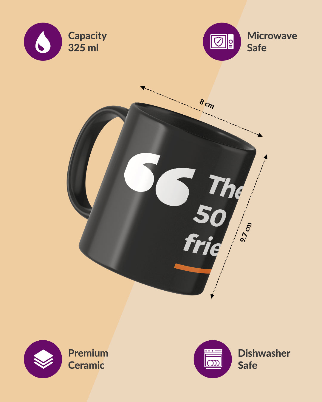 One Friend Antidote Full Black Printed Coffee Mug