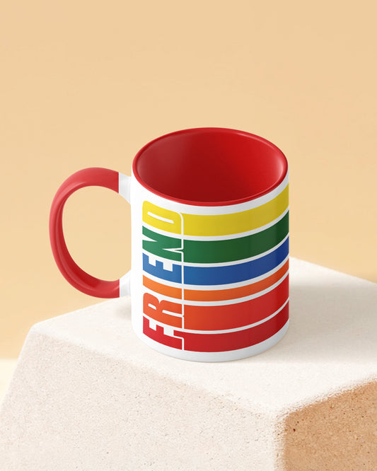 Friend Rainbow Duotone Red White Printed Coffee Mug