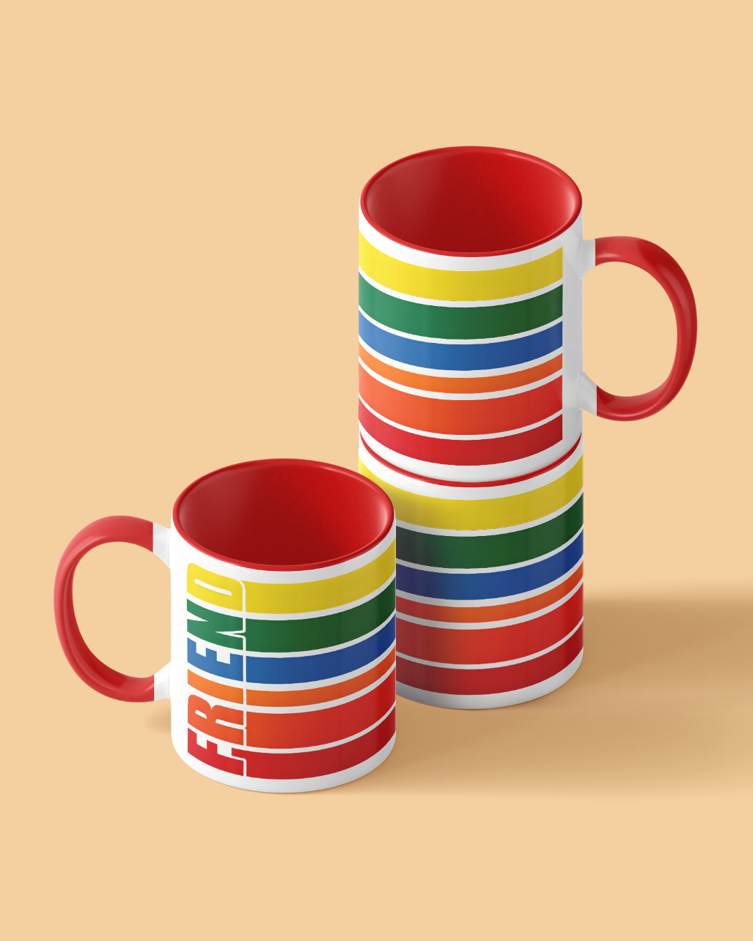 Friend Rainbow Duotone Red White Printed Coffee Mug