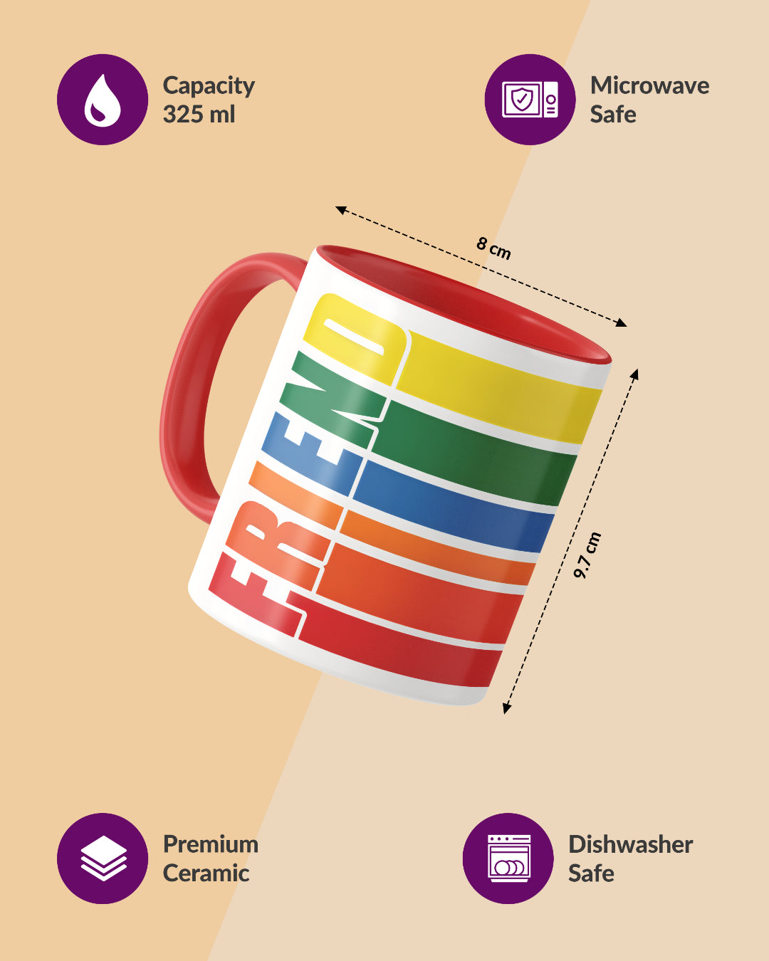 Friend Rainbow Duotone Red White Printed Coffee Mug