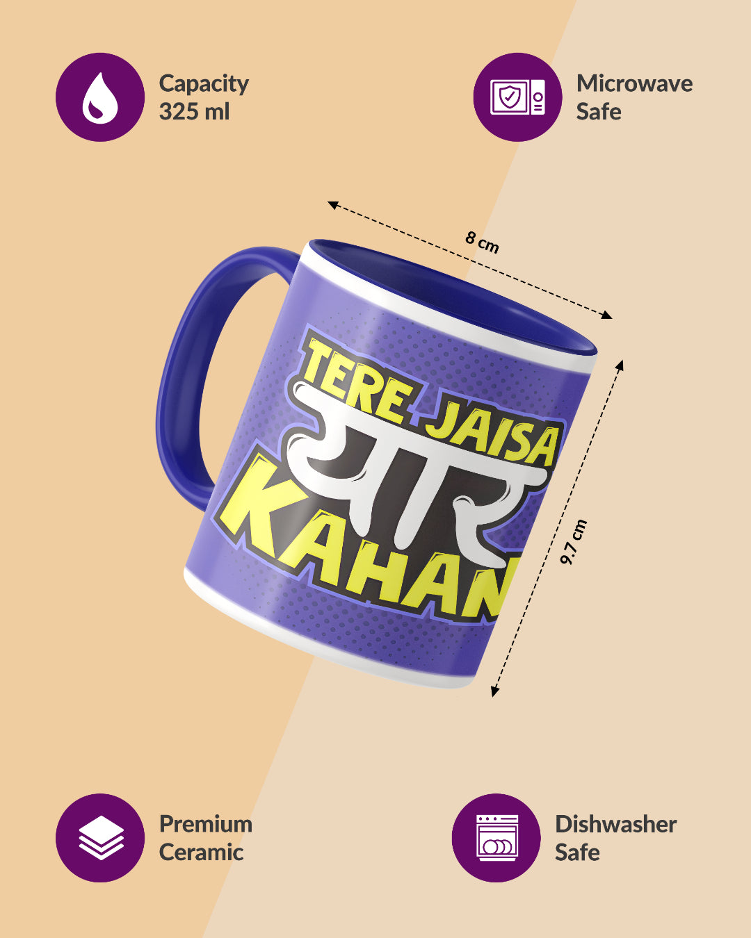 Tere Jaisa Yaar Kahan Duotone Blue White Printed Coffee Mug