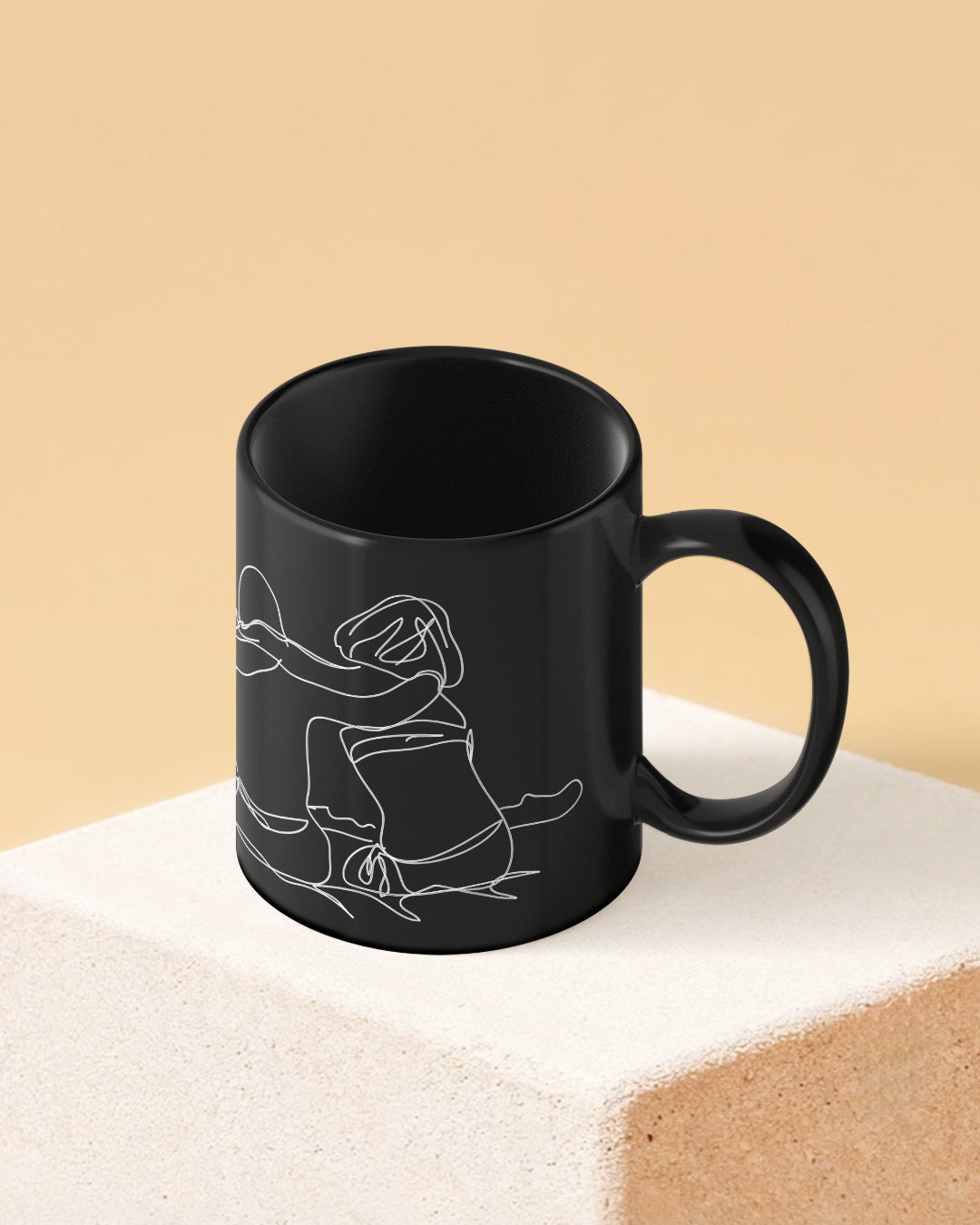 Line Drawing Friends Full Black Printed Coffee Mug