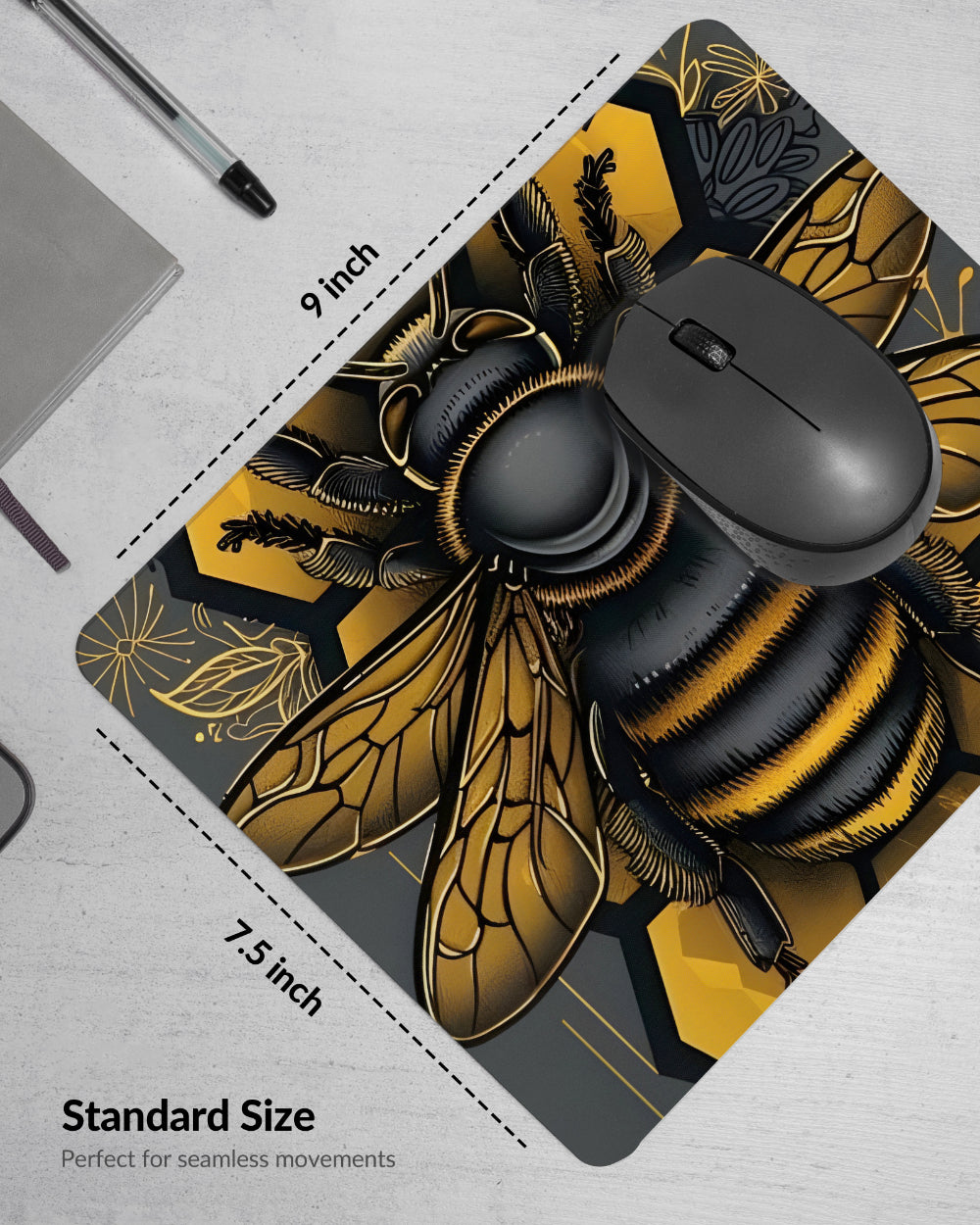 Gold Honeybee Premium Printed Mouse Pad