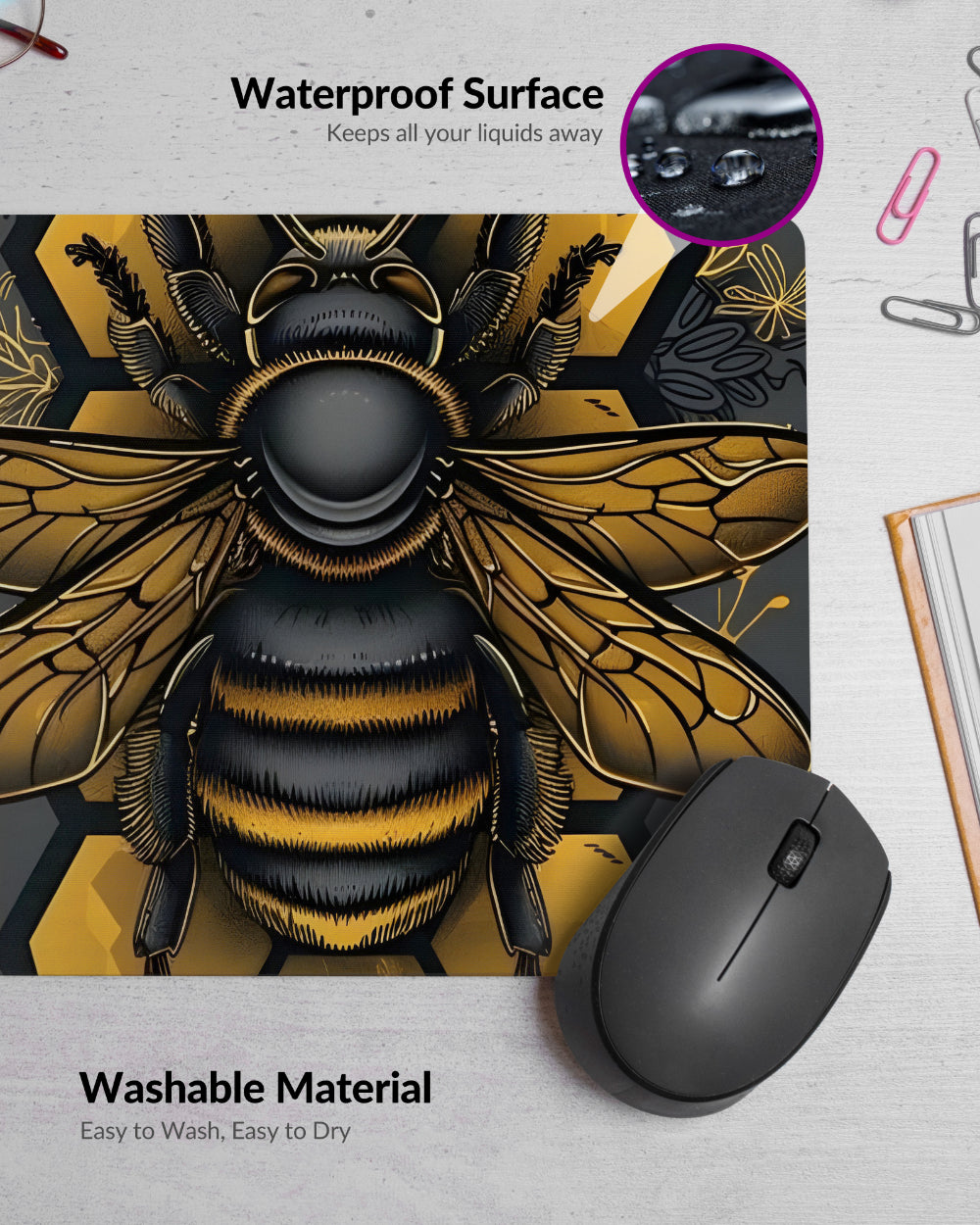 Gold Honeybee Premium Printed Mouse Pad