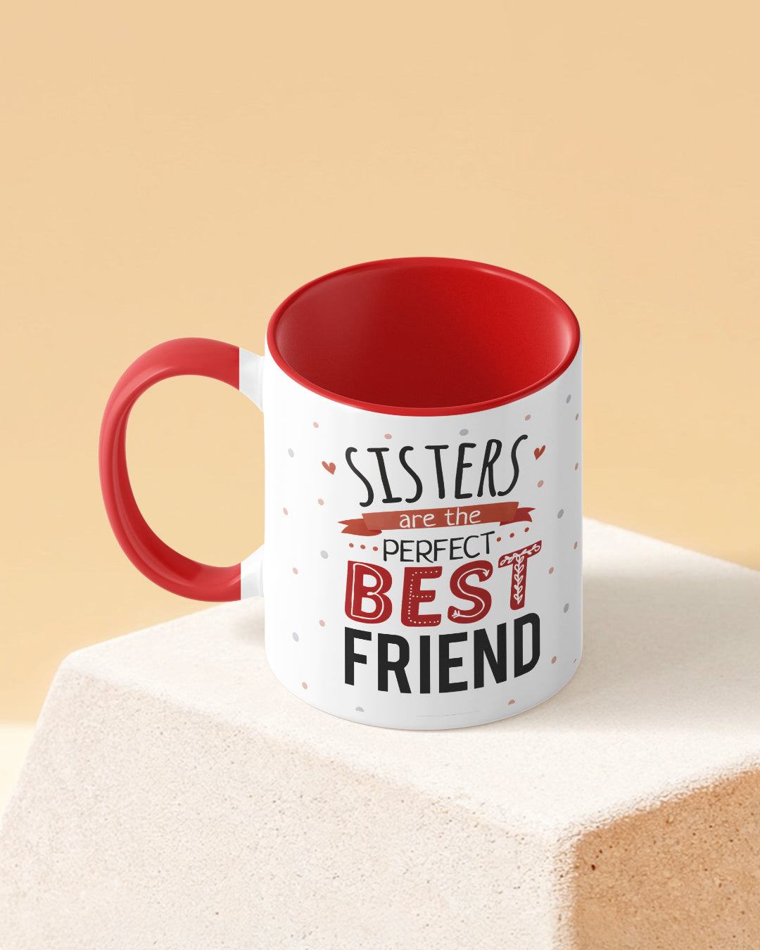 BFF Sister Duotone Red White Printed Coffee Mug