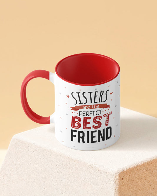 BFF Sister Duotone Red White Printed Coffee Mug