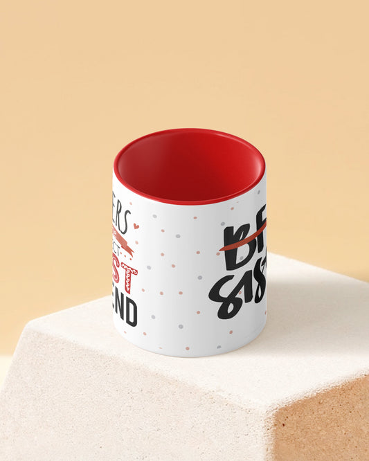 BFF Sister Duotone Red White Printed Coffee Mug
