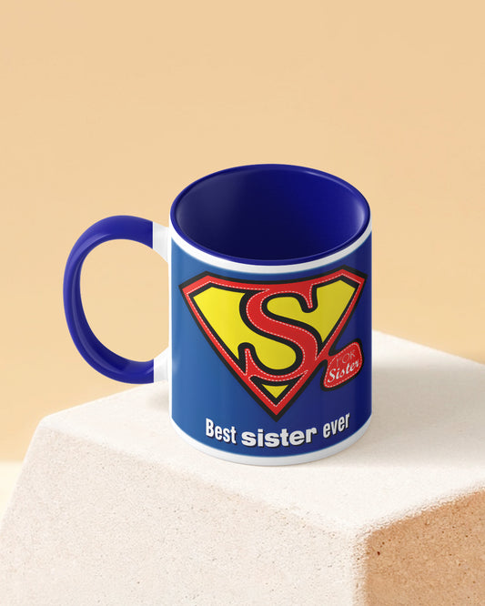 Best Sister Ever Duotone Blue White Printed Coffee Mug