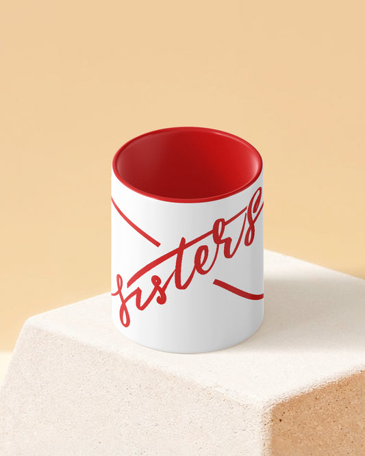 Sisters for Infinity Duotone Red White Printed Coffee Mug